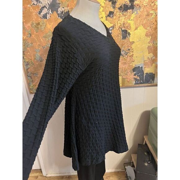 EDW Spirithouse Womens Medium A-Line Tunic Dress Black Ripple Textured Pockets - Picture 5 of 9